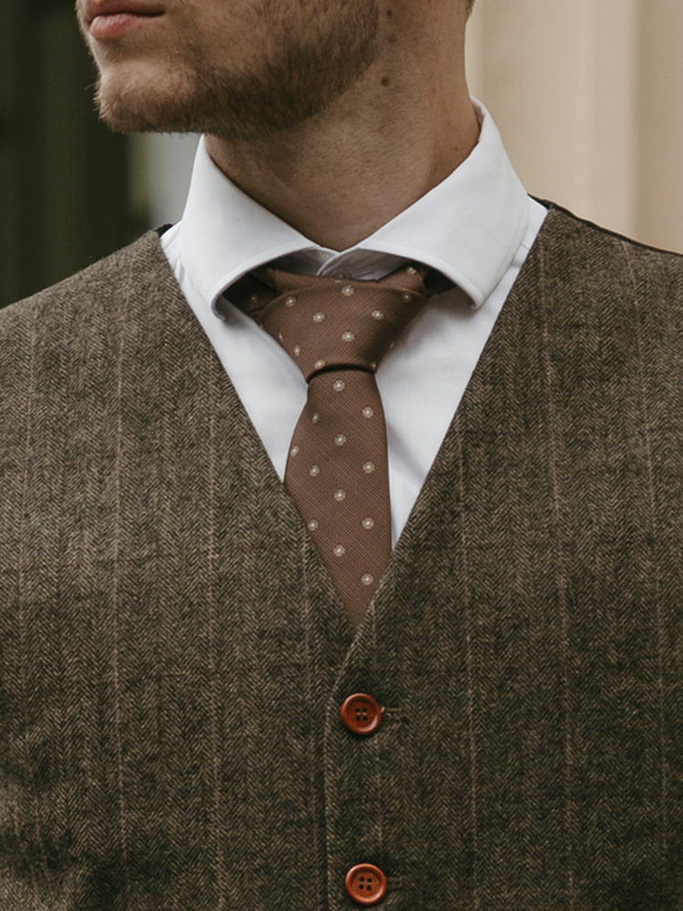 Geweven Stropdas | Bruin/taupe | Elegante Stropdas Voor Mannen | Peaky Blinders