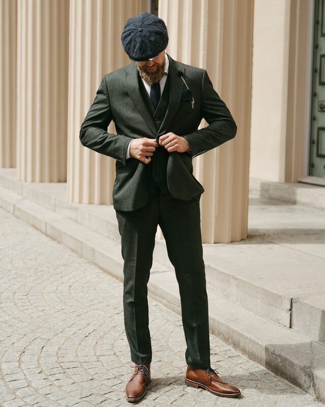 Cavani Caridi | Veste de costume | Vert | Carreaux Prince-de-Galles