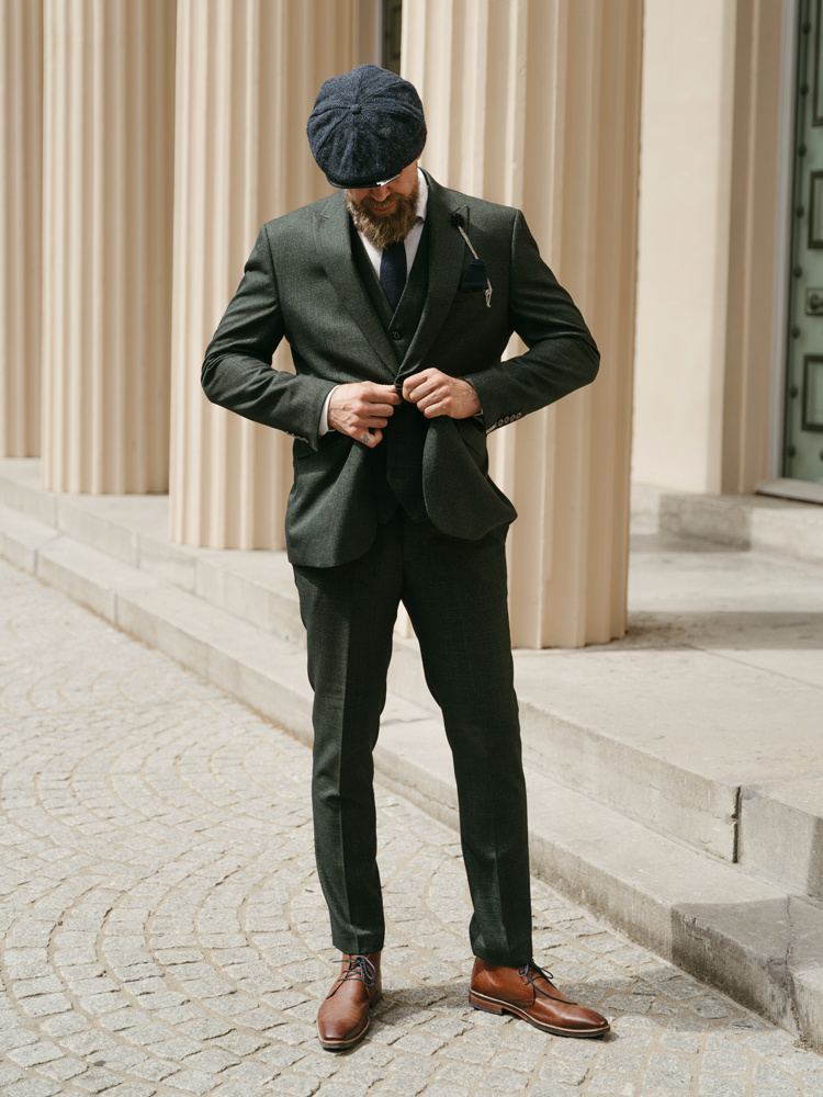 Cavani Caridi | Veste de costume | Vert | Carreaux Prince-de-Galles