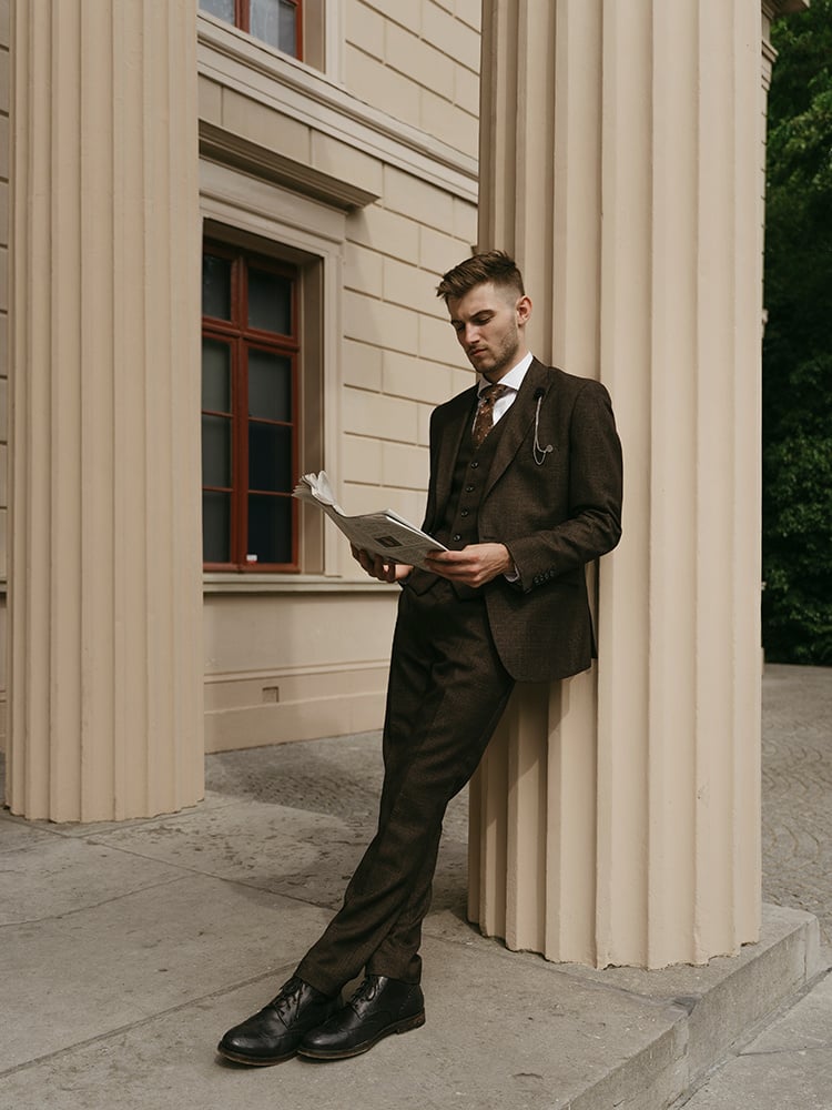 Cavani Caridi | Waistcoat | Brown | Prince of Wales check