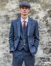 Cavani Carnegi blauw | Colbert | Visgraat overcheck