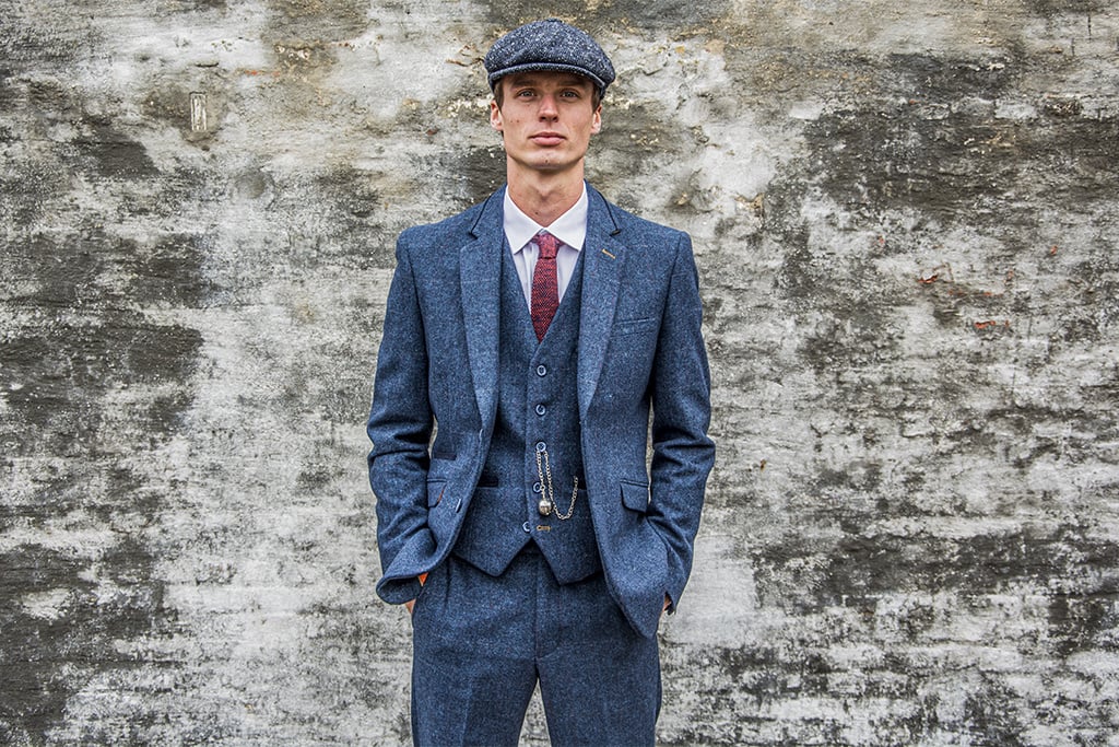 Cavani Carnegi blauw | Colbert | Visgraat overcheck
