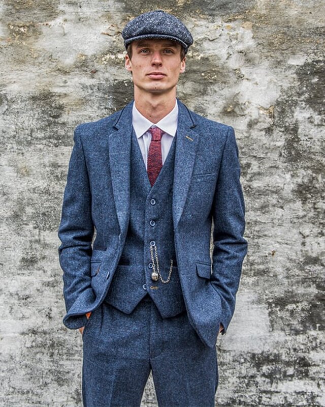 Cavani Carnegi blue | Trousers | Herringbone overcheck
