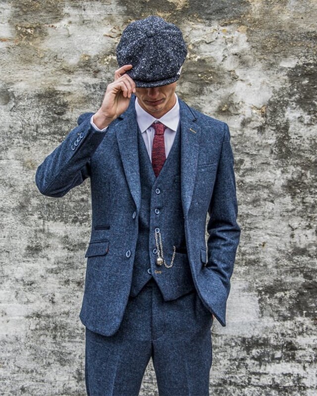 Cavani Carnegi blue | Trousers | Herringbone overcheck