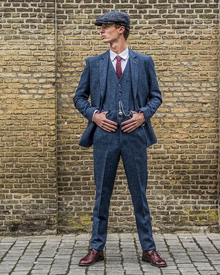 Cavani Carnegi blue | Trousers | Herringbone overcheck