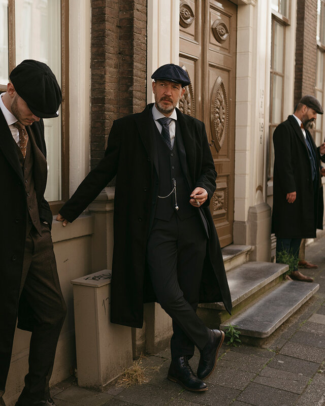 Wollen lange jas | Zwart | Heren | 1920 stijl | Peaky Blinders