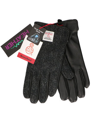 Heather Guantes Harris Tweed Negro
