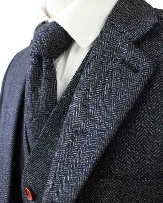 Costume sur mesure pour homme | costume 3 pièces | chevrons gris foncé | Thomas Shelby | Peaky Blinders