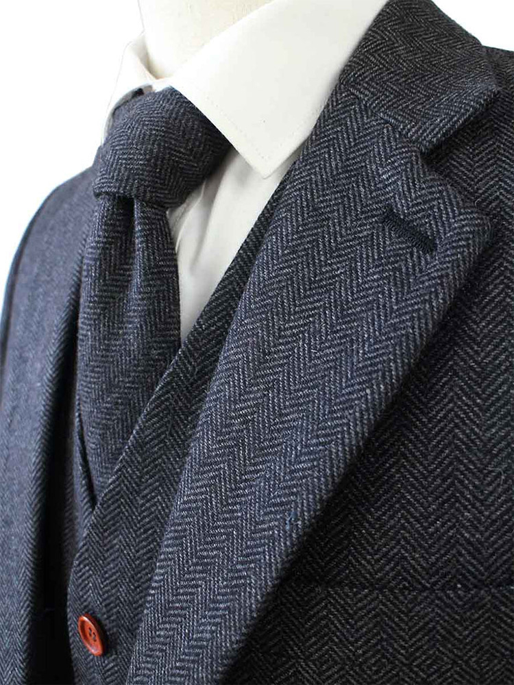 Costume sur mesure pour homme | costume 3 pièces | chevrons gris foncé | Thomas Shelby | Peaky Blinders