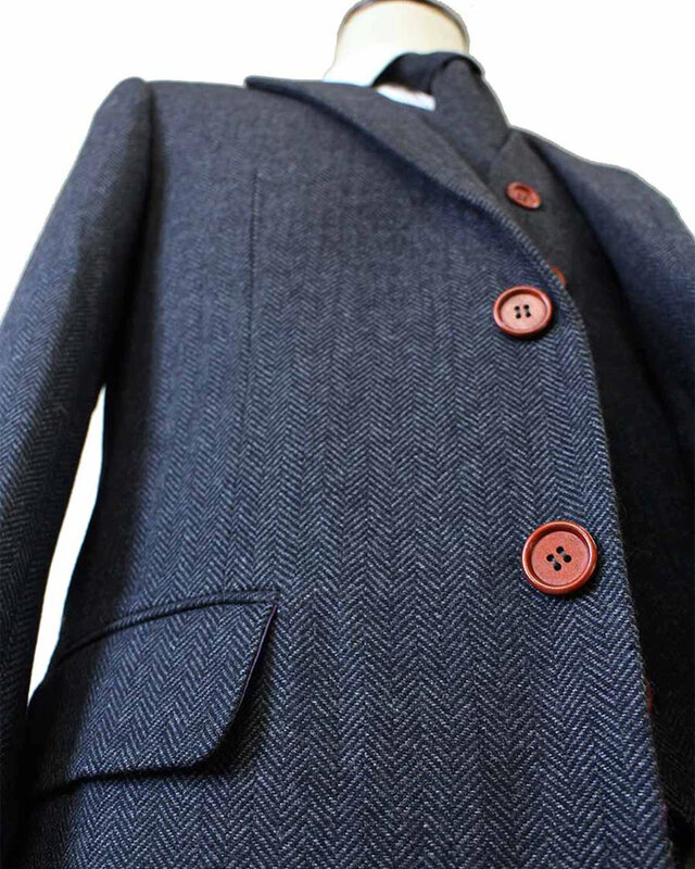 Costume sur mesure pour homme | costume 3 pièces | chevrons gris foncé | Thomas Shelby | Peaky Blinders
