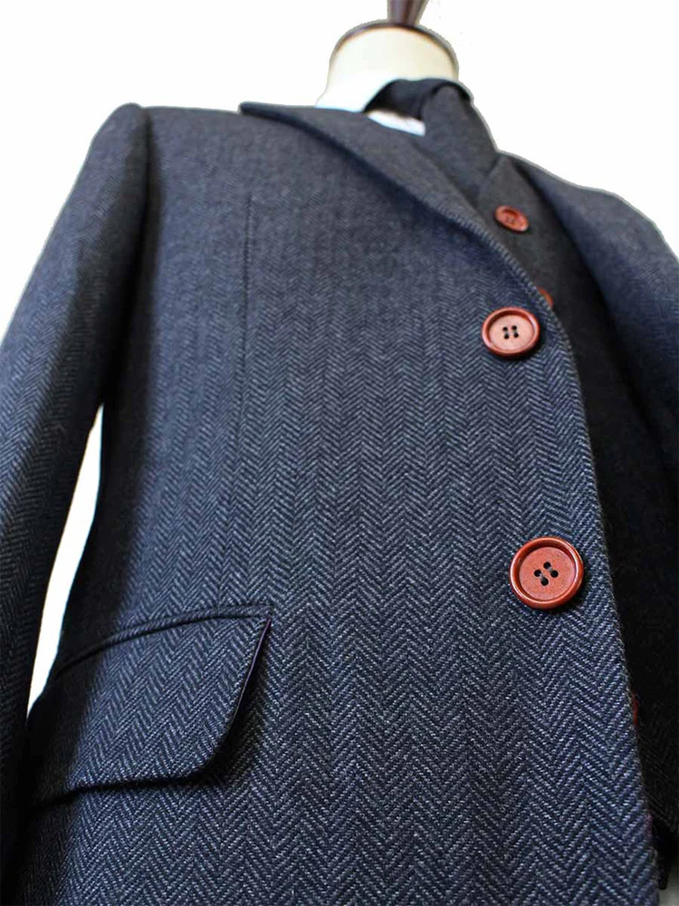 Men's tailored suit | 3-piece suit | dark grey herringbone | Thomas Shelby | Peaky Blinders