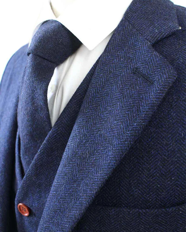 Herren Maßanzug | 3-teiliger Anzug | marineblau Fischgrät | thomas shelby | peaky blinders