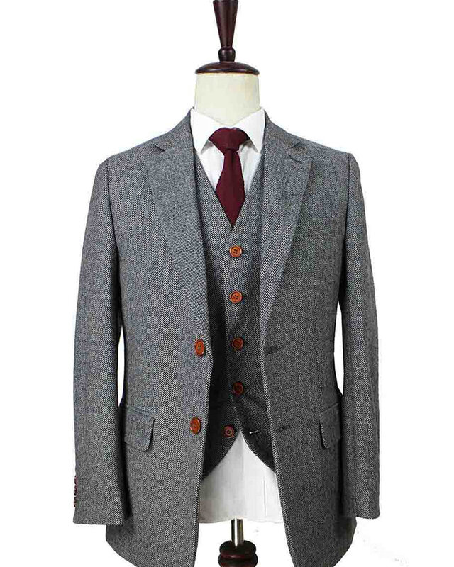 Costume sur mesure pour homme | costume 3 pièces | chevron gris | Thomas Shelby | Peaky Blinders