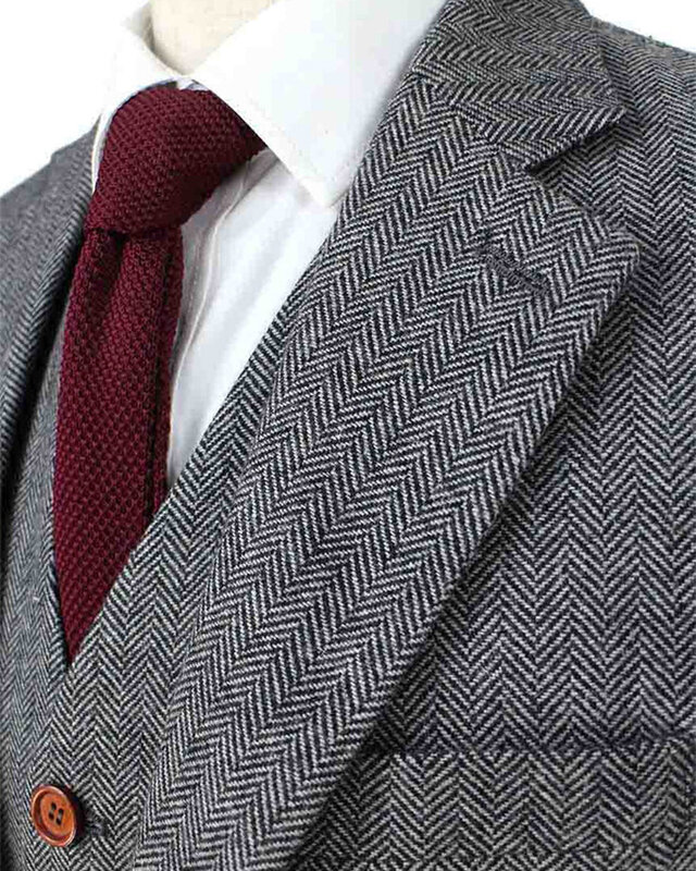 Costume sur mesure pour homme | costume 3 pièces | chevron gris | Thomas Shelby | Peaky Blinders