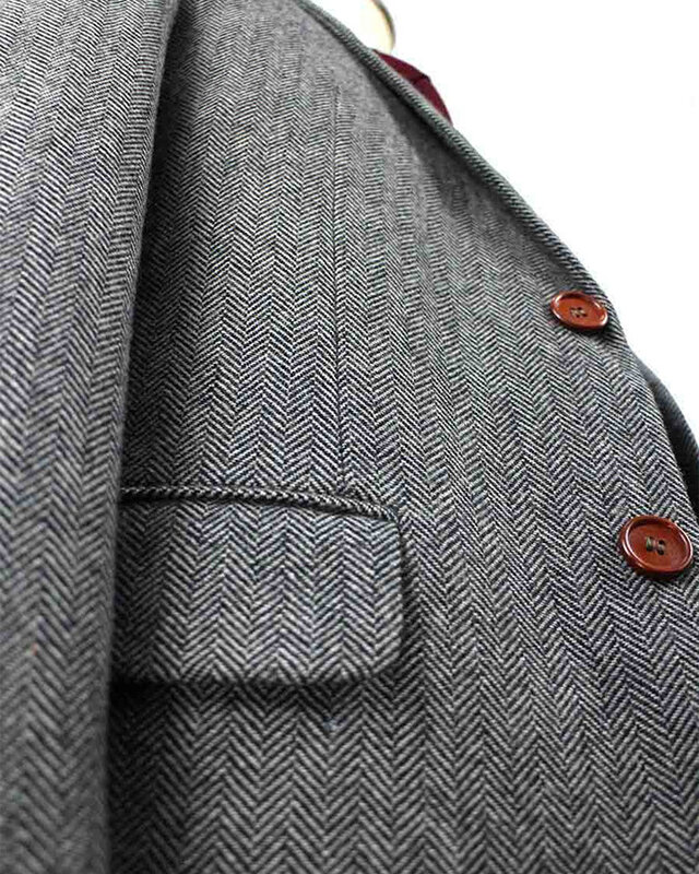 Traje sastre hombre | Traje 3 piezas | Espiga gris | Thomas Shelby | Peaky Blinders