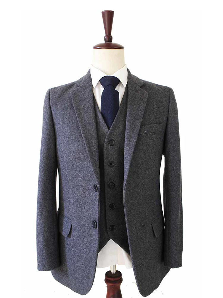 Herren-Maßanzug | 3-teiliger Anzug | grauer Twill | Arthur Shelby | peaky blinders