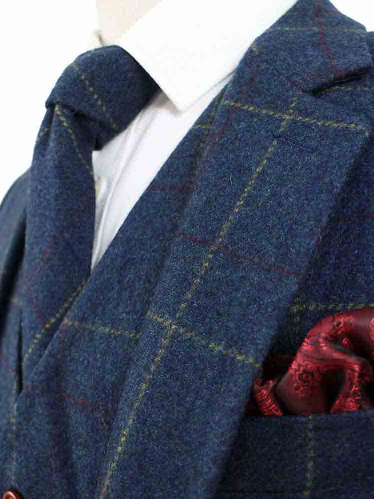 Herren-Maßanzug | 3-teiliger Anzug | blauer Overcheck-Köper | Arthur Shelby | peaky blinders