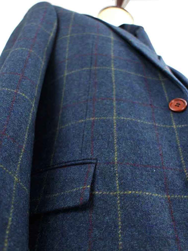 Herren-Maßanzug | 3-teiliger Anzug | blauer Overcheck-Köper | Arthur Shelby | peaky blinders