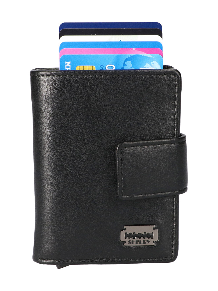 Shelby Brothers | The Garrison Cardprotector Portemonnee | Zwart Leer | RFID-protectie