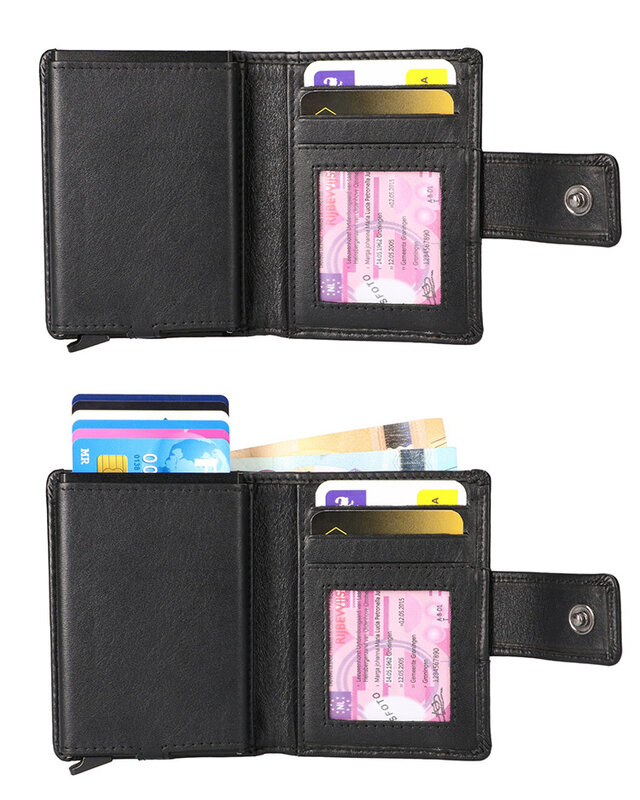 Shelby Brothers | Cartera protectora de tarjetas The Garrison | Cuero negro | Protección RFID