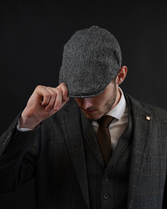 Heather Heather Highland Pet | Harris Tweed | Klassieke Flat Cap | Grijs