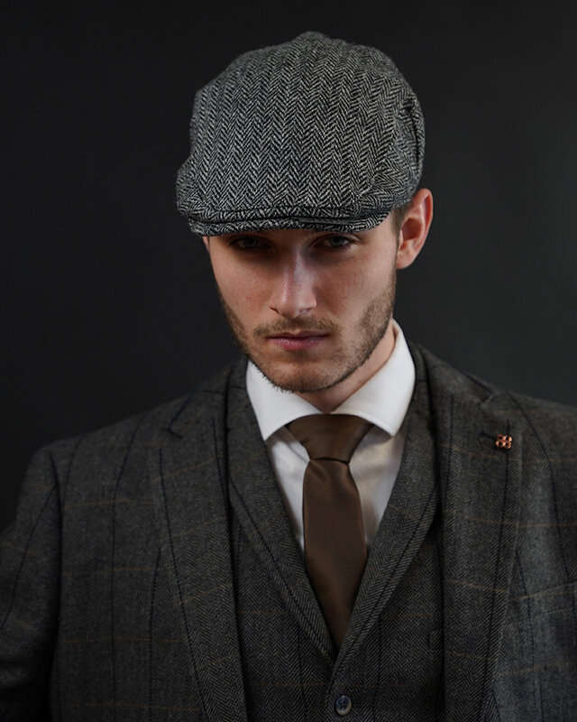 Heather Heather Gorra Highland | Harris Tweed | Gorra plana clásica | Gris