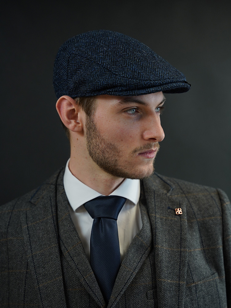 Heather Heather Highland Cap | Harris Tweed | Classic Flat Cap | Blue