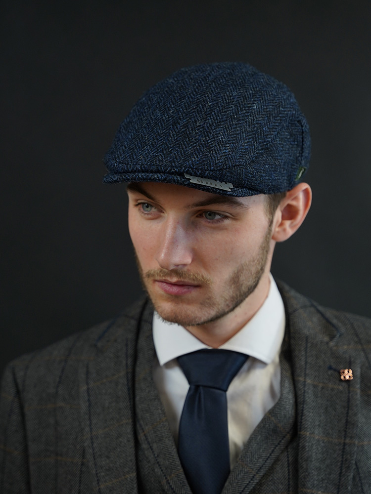 Heather Heather Highland Cap | Harris Tweed | Classic Flat Cap | Blue
