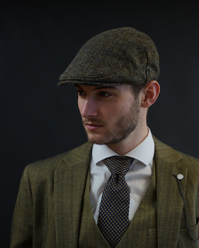 Heather Heather Casquette Highland | Harris Tweed | Casquette plate classique | Vert