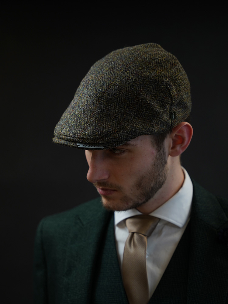 Heather Heather Highland Cap | Harris Tweed | Classic Flat Cap | Green