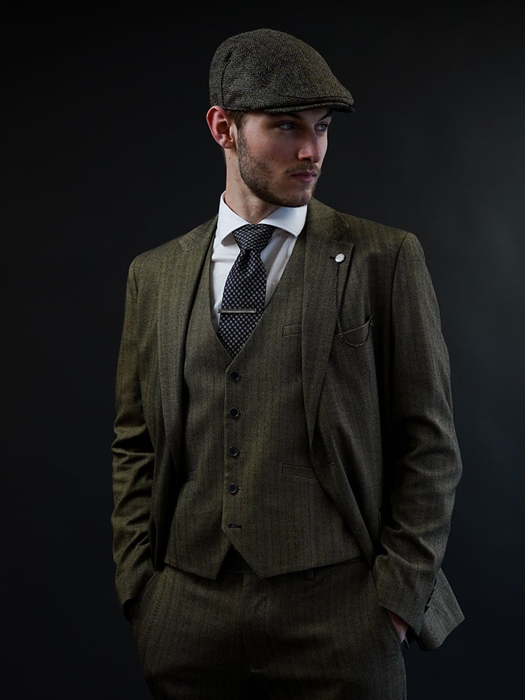 Cavani Damon Sage | Traje para hombre | Traje de 3 piezas | Salvia verde | Peaky Blinders
