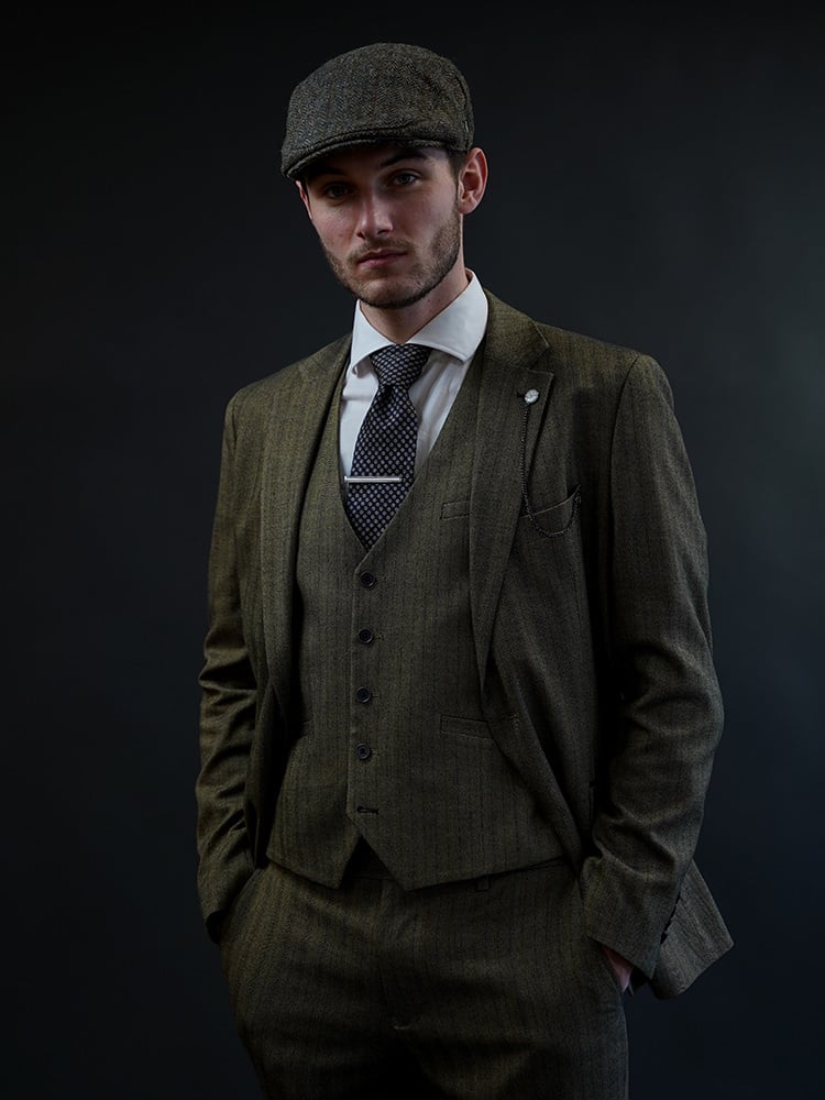 Cavani Damon Sage | Traje para hombre | Traje de 3 piezas | Salvia verde | Peaky Blinders