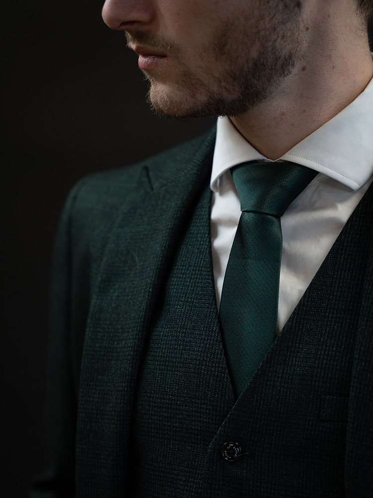 dark green dress shirt with tie 3pcs Green Series Mens Dress Shirt with Tie Pocket Square Set – Alizeal main image 1