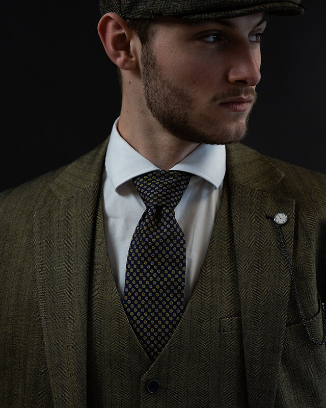 Sir Redman Woven Silk Tie | blue/yellow/white | Elegant tie for men