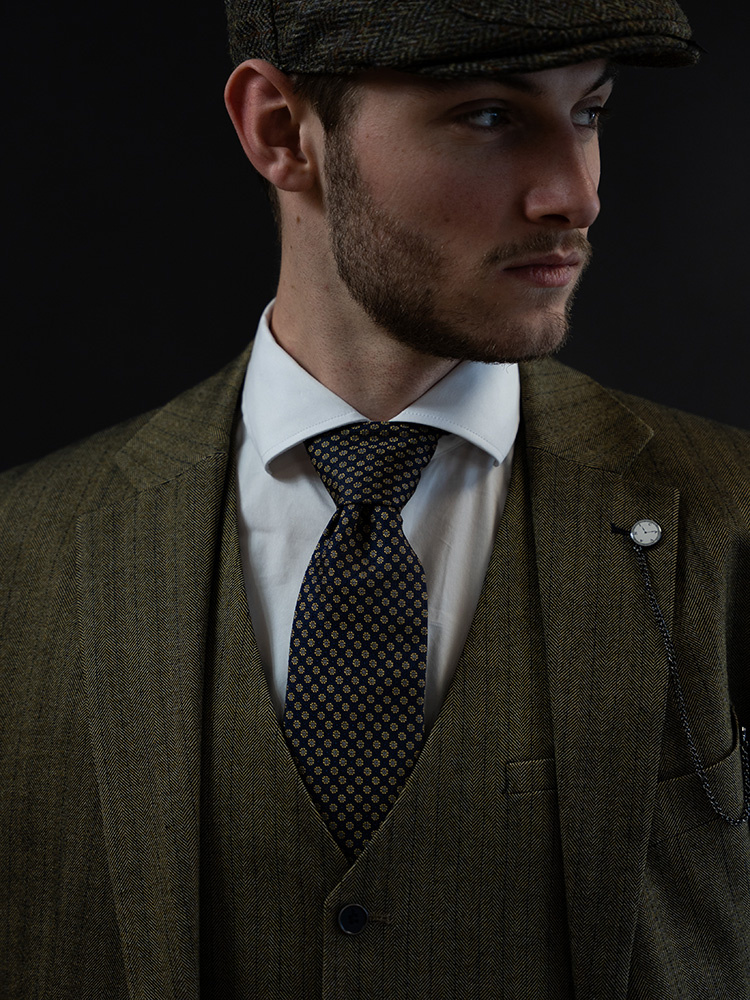 Sir Redman Zijden Stropdas | blauw/geel/wit | Elegante stropdas voor mannen