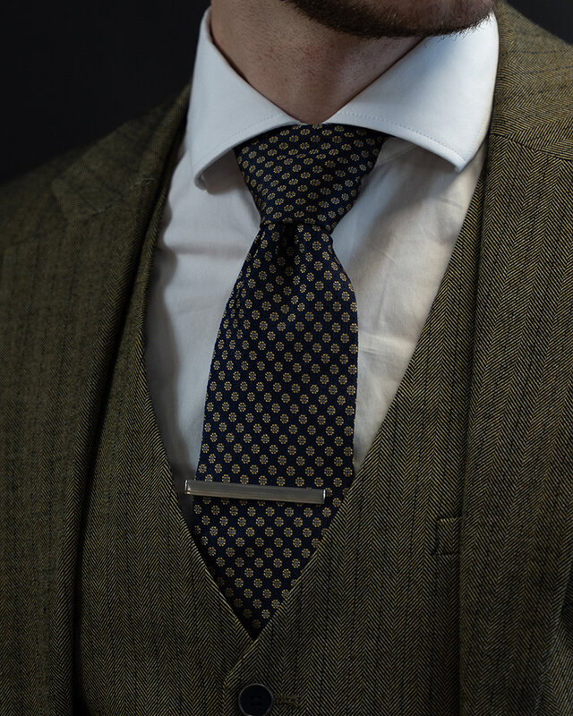 Sir Redman Zijden Stropdas | blauw/geel/wit | Elegante stropdas voor mannen