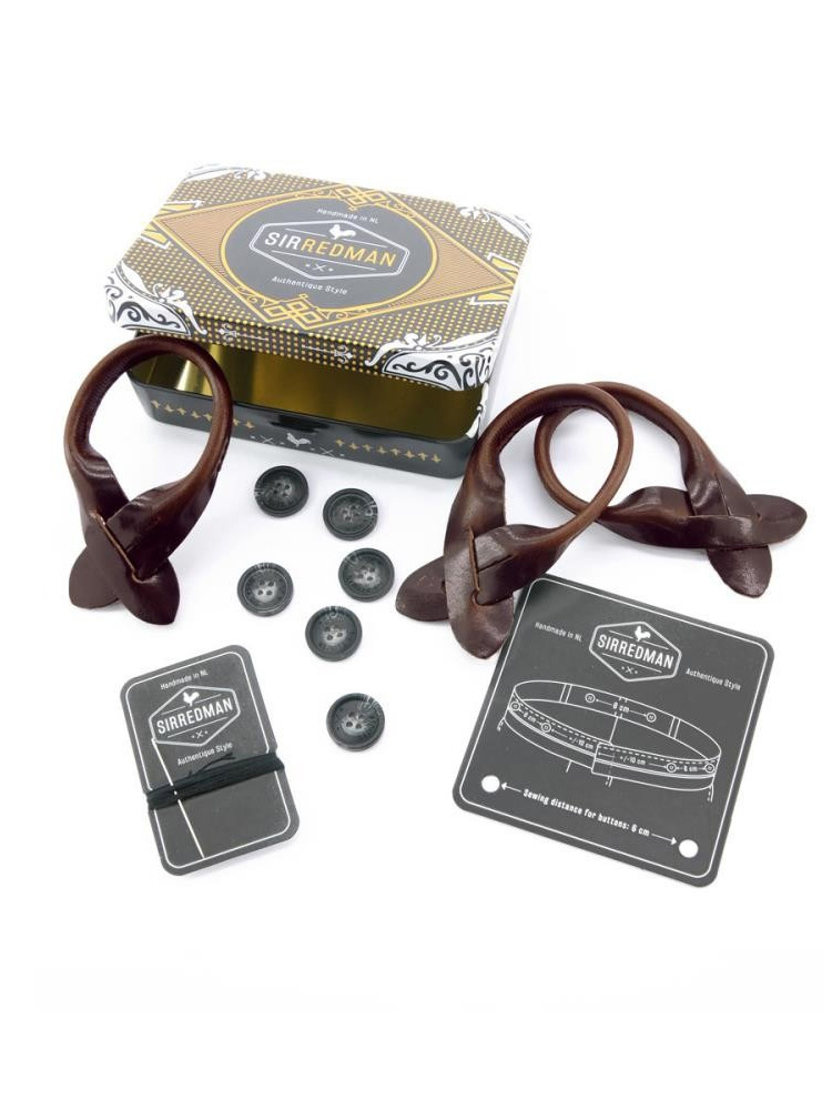 Sir Redman Bretels en Vlinderdas combipack | Blauw/wit gespikkeld | Traditionele bretels voor heren