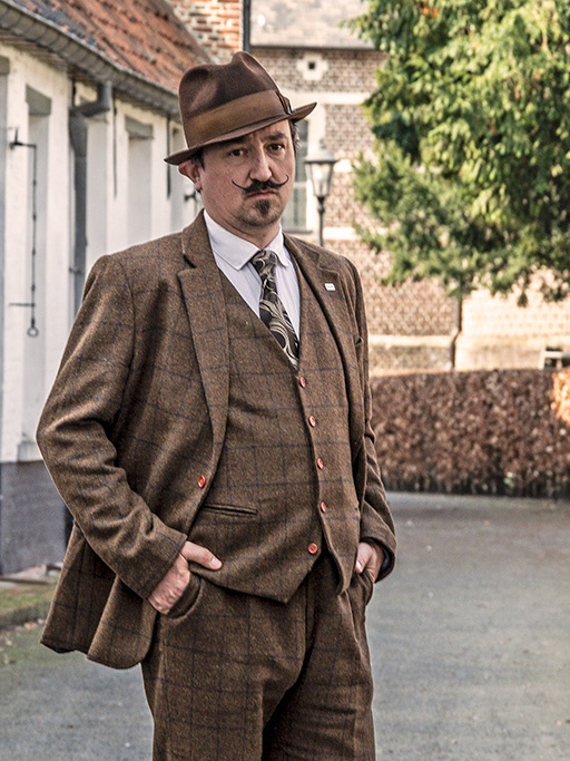 Traje sastre hombre | Traje 3 piezas | Tweed Windowpane marrón | Michael Gray | Peaky Blinders