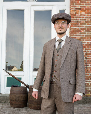 Traje Tweed Marrón Claro Espiga de Cebada