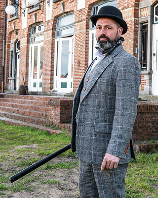 Tweed Suit Light Grey Houndstooth Plaid