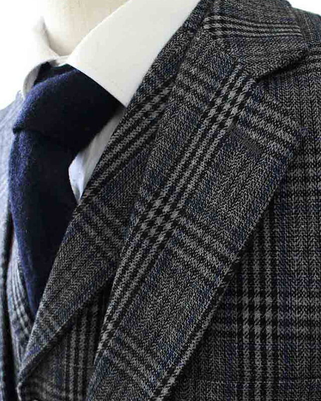 Costume sur mesure pour homme | costume 3 pièces | gris/bleu à carreaux | Charlie Strong | peaky blinders