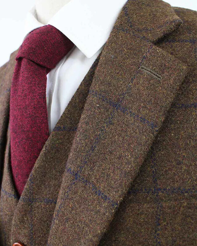 Men's tailored suit | 3-piece suit | brown Windowpane tweed | Michael Gray | Peaky Blinders