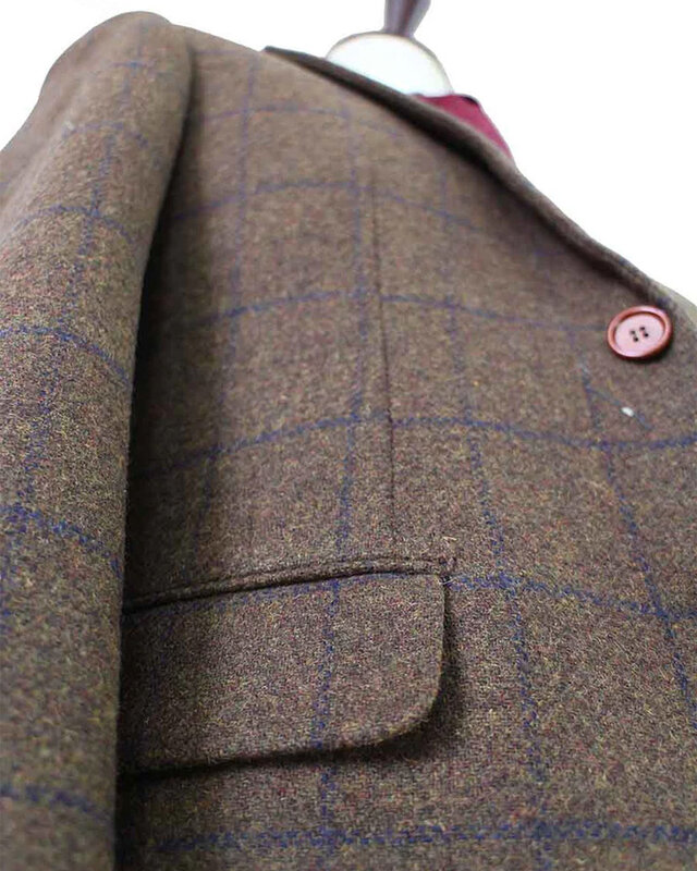 Maatpak voor heren | 3-delig pak | bruin Windowpane tweed | Michael Gray | Peaky Blinders