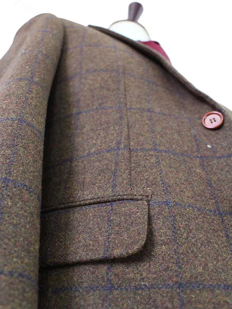 Herren Maßanzug | 3-teiliger Anzug | brauner Windowpane Tweed | Michael Gray | Peaky Blinders