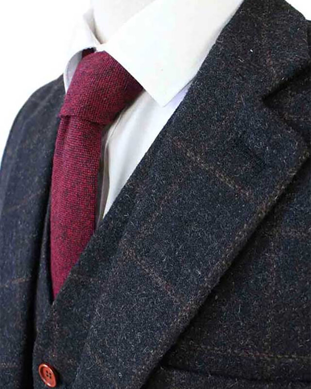 Traje sastre hombre | Traje 3 piezas | Gris oscuro Windowpane tweed | Michael Gray | Peaky Blinders