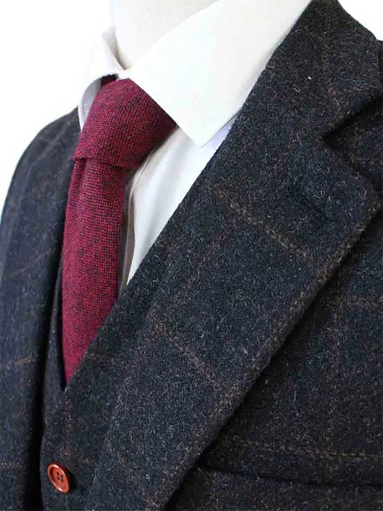 Herren Maßanzug | 3-teiliger Anzug | dunkelgrauer Windowpane Tweed | Michael Gray | Peaky Blinders