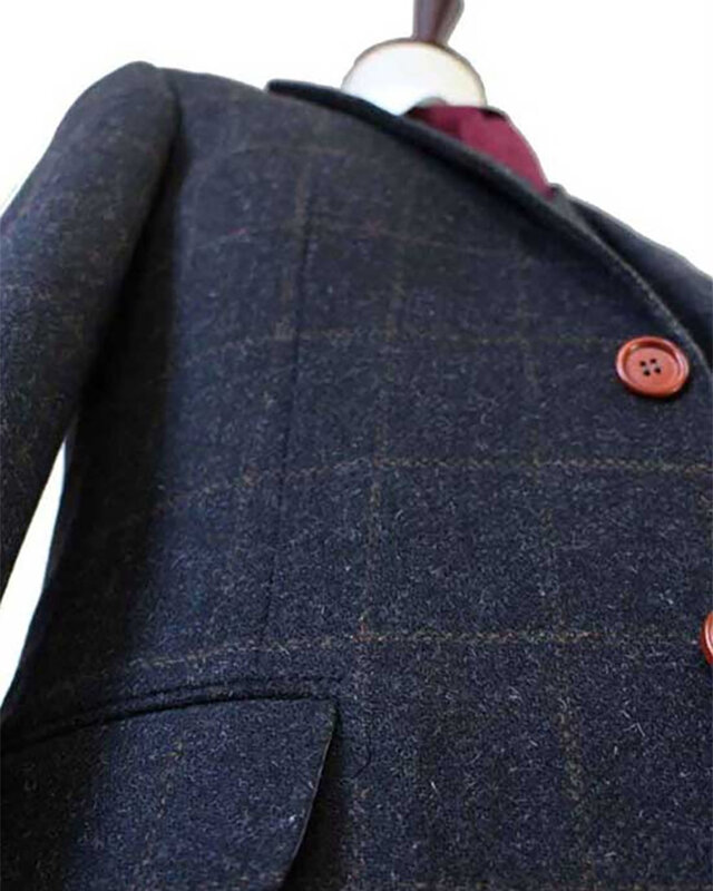 Herren Maßanzug | 3-teiliger Anzug | dunkelgrauer Windowpane Tweed | Michael Gray | Peaky Blinders