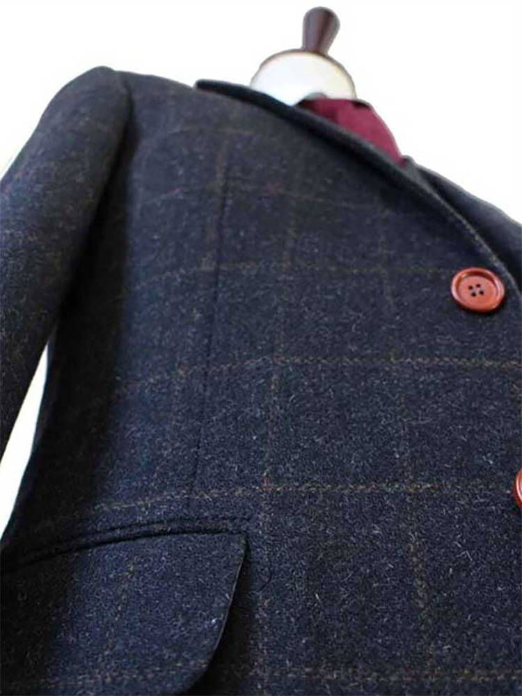 Herren Maßanzug | 3-teiliger Anzug | dunkelgrauer Windowpane Tweed | Michael Gray | Peaky Blinders