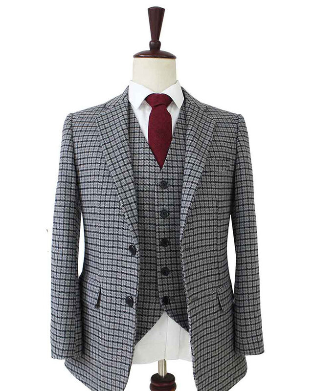 Men's tailored suit | 3-piece suit | grey Pied-de-poule | Finn Shelby | Peaky Blinders