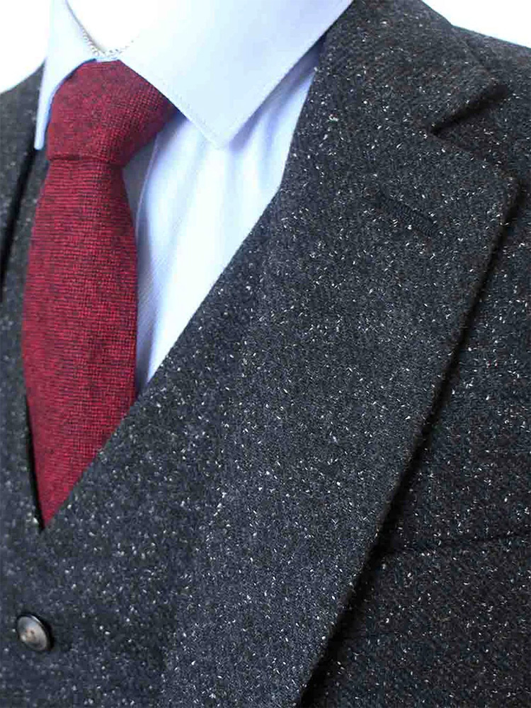 Costume sur mesure pour homme | costume 3 pièces | classique noir moucheté | Thomas Shelby | Peaky Blinders